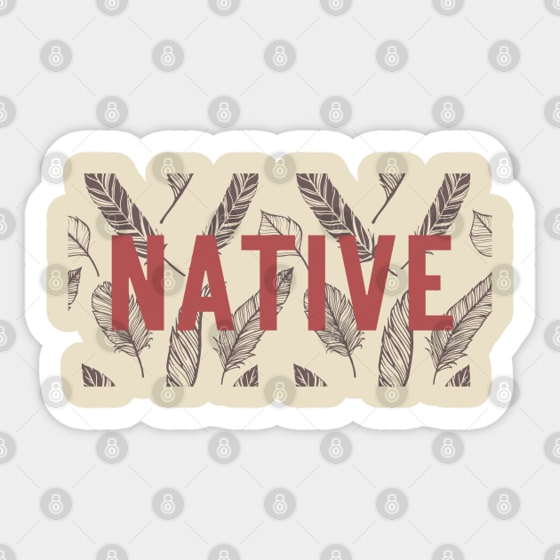 NATIVE Feather Design Red and Maroon Print Sticker by Eyanosa